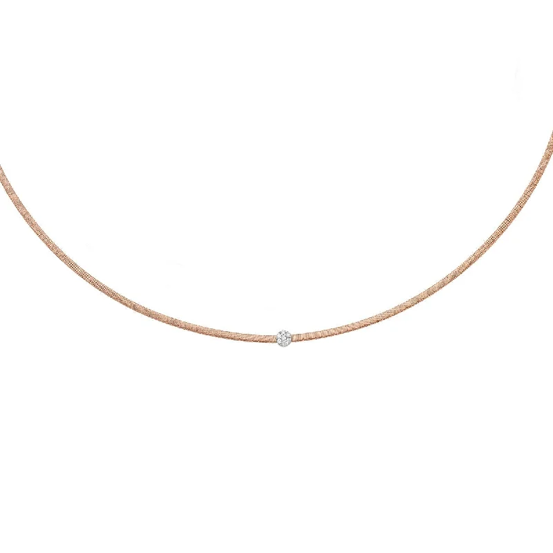 Men’s Fashion Pendant Necklaces -14K Rose Gold 17" .10CT Diamond Italian Silk Necklace PWRC9758-17