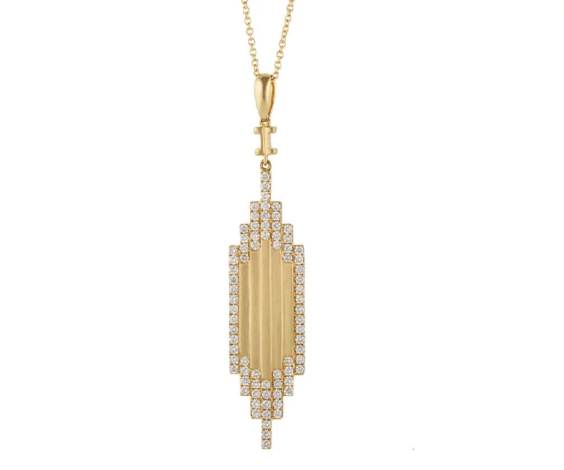 Bar Necklaces -New Doves By Doron Paloma 1.04ctw Diamond Architectural Pendant Necklace in 18K