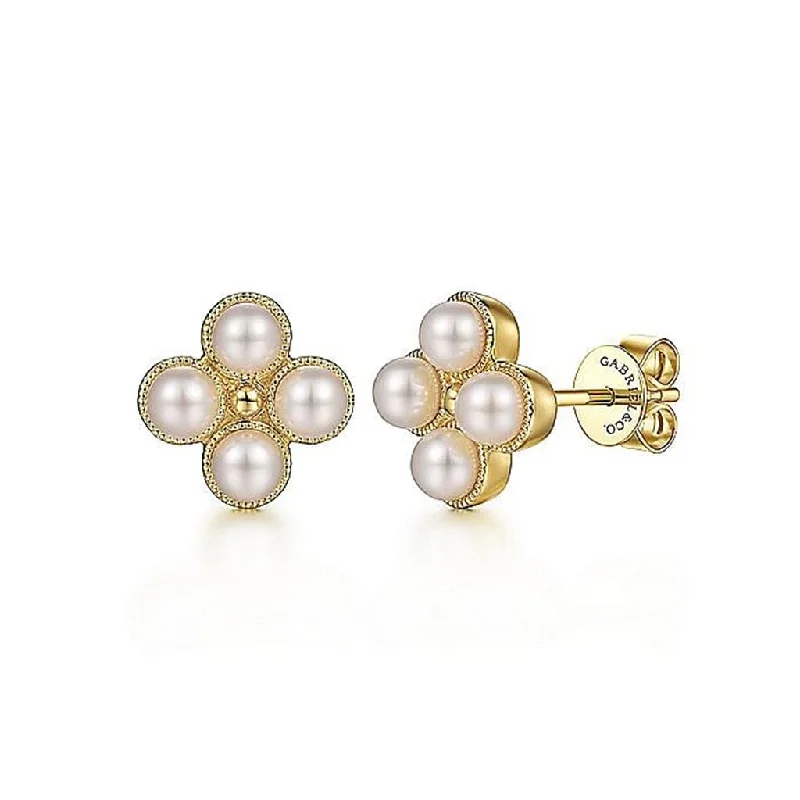 Crystal Hoop Earrings-Gabriel & Co. 14K Yellow Gold Pearl Bujukan Stud Earrings