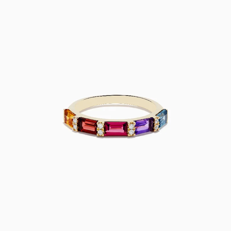 Statement rings-Mosaic 14K Yellow Gold Multi Gemstone Ring