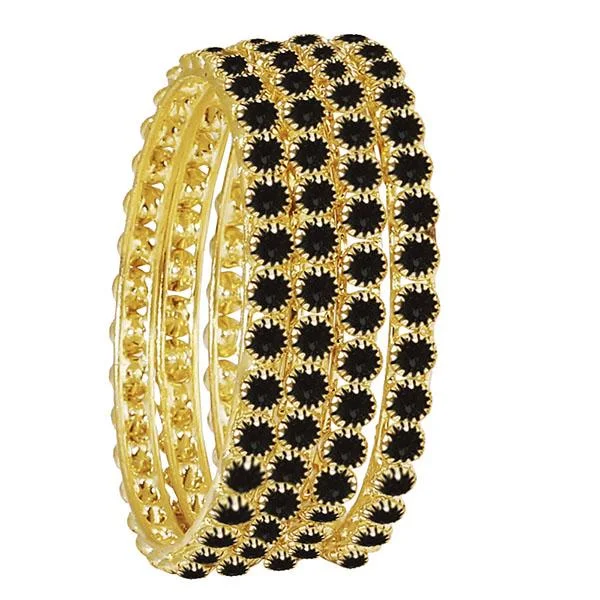 Fashion Bangles For Special Event-Darshana Jewels Gold Plated Pota Stone Bangles Set