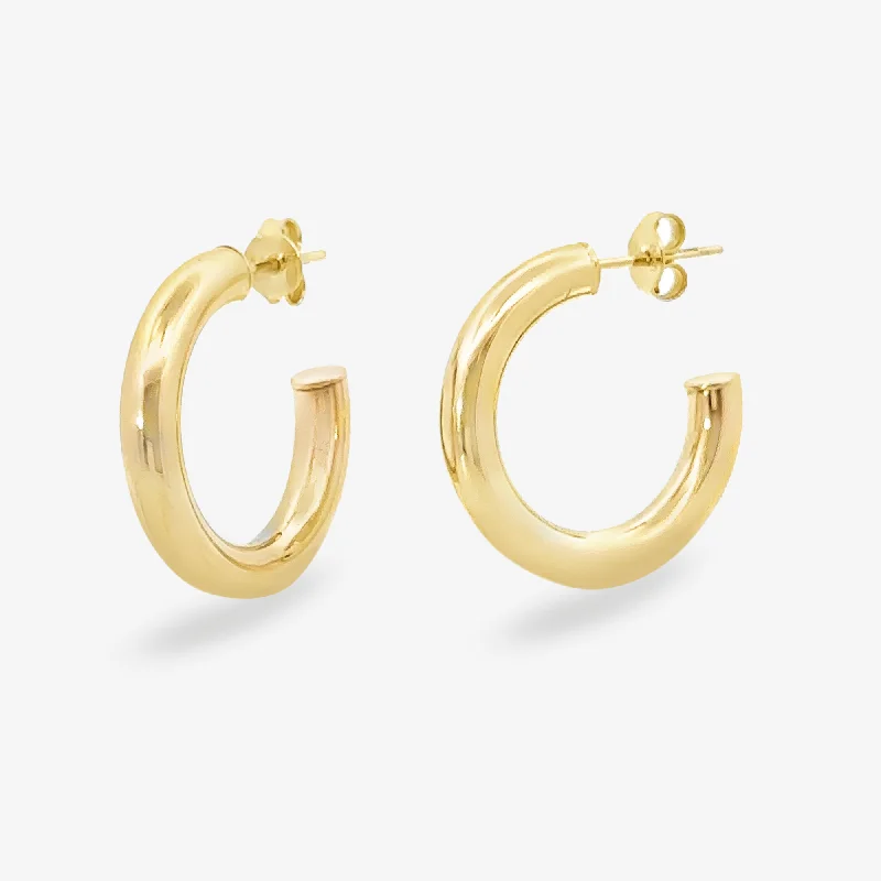 Gold Hoop Earrings-4MM Round .75" Gold Hoop Earrings