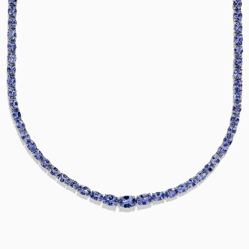 Black Diamond Necklaces -Nahla Siri Sterling Silver Tanzanite Necklace, 27.69 TCW