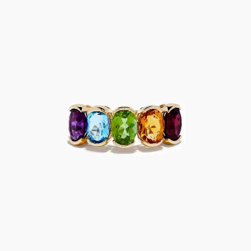 Birth month rings-Mosaic 14K Yellow Gold Multi Stone Ring