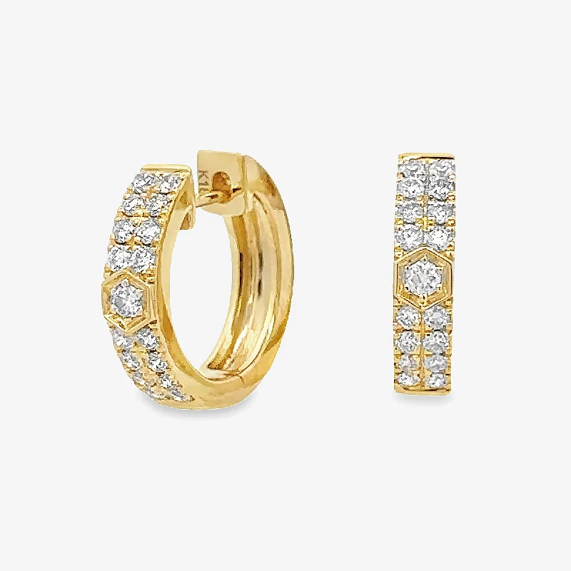 Bright Earrings-Two Row Diamond Huggie Earrings