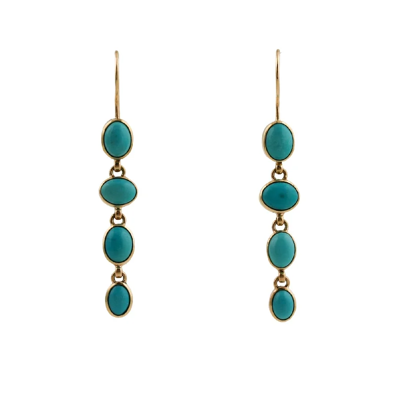 Oval Earrings-Sleeping Beauty Turquoise Drop Earrings