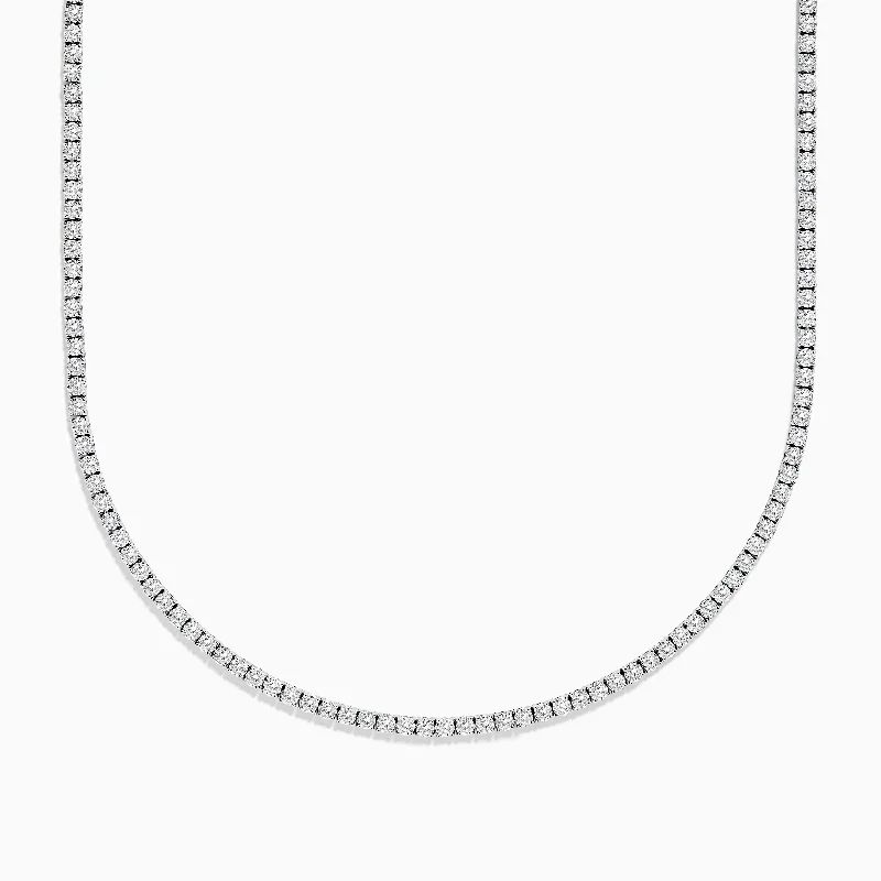 Personalized Crystal Necklaces -Pave Classica 14K White Gold Diamond Tennis Necklace 10.51 TCW