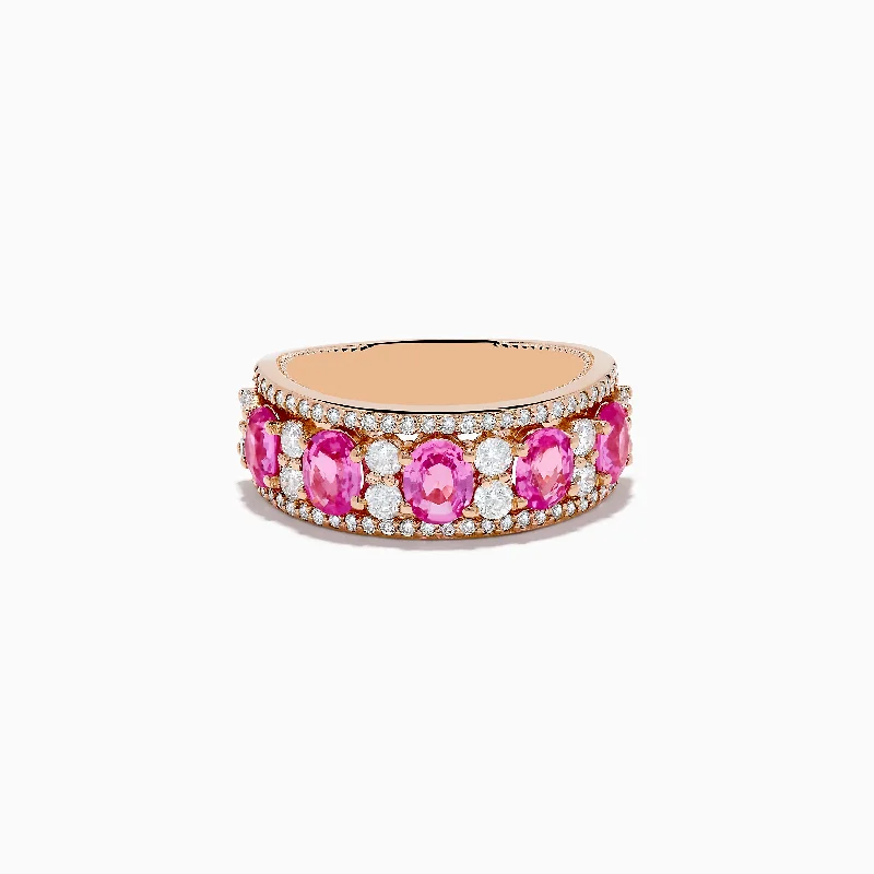 Titanium rings-14K Rose Gold Pink Sapphire and Diamond Ring