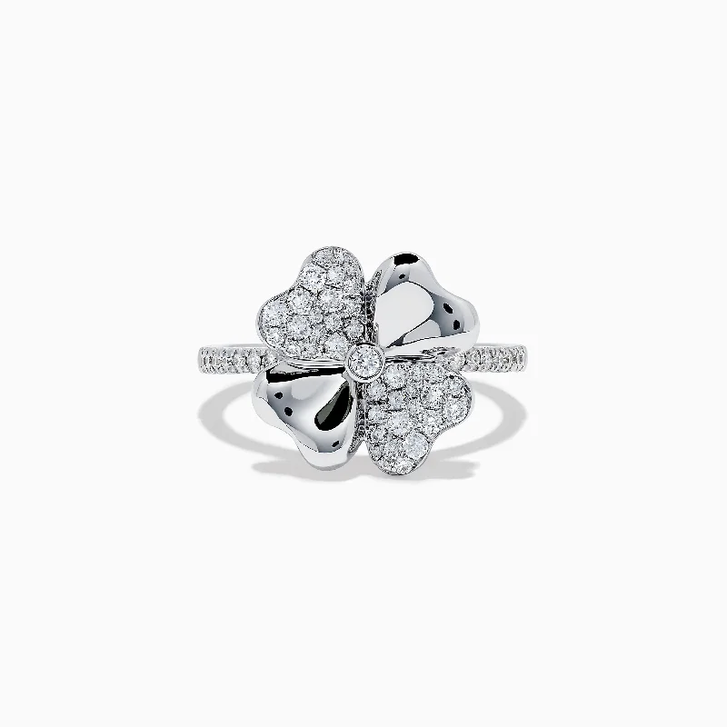 Custom rings for anniversaries-14K White Gold Diamond Flower Ring