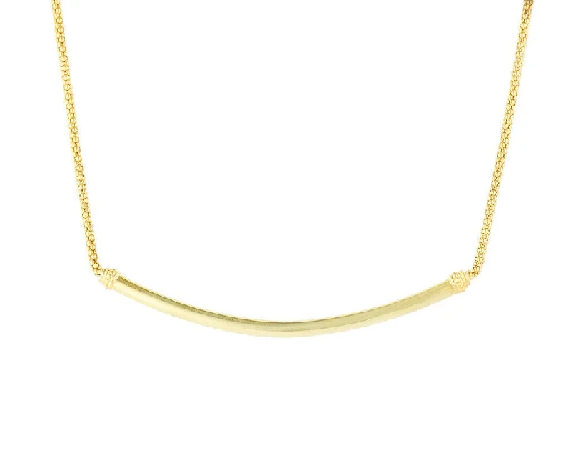 Matching Couples Necklaces -Lagos Caviar Curved Bar Necklace in 18K