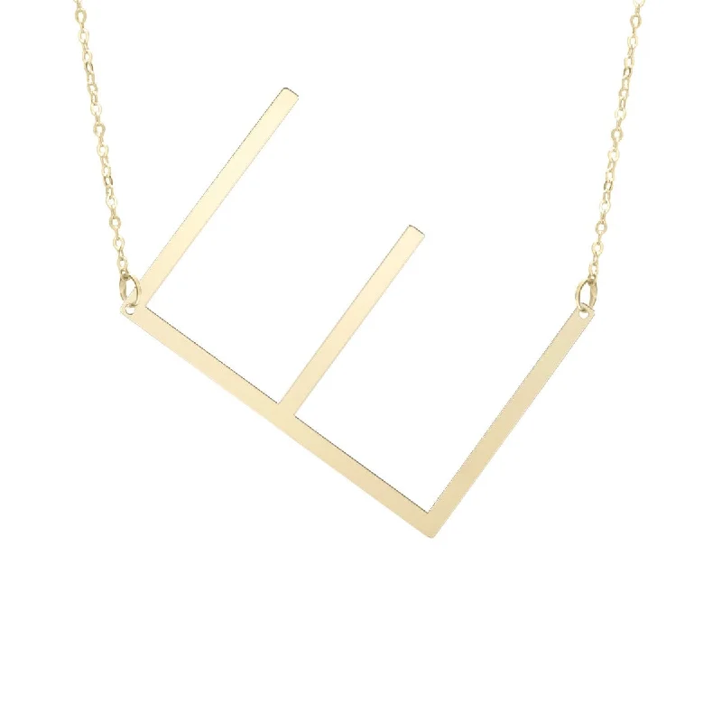 Nature-Inspired Necklaces -14K Yellow Gold 18" Polished Intial E Necklace with Lobster Clasp RCE10908-18