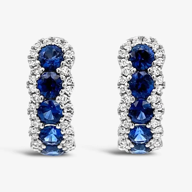 Green Drop Earrings-Blue Sapphire & Diamond Halo Earrings