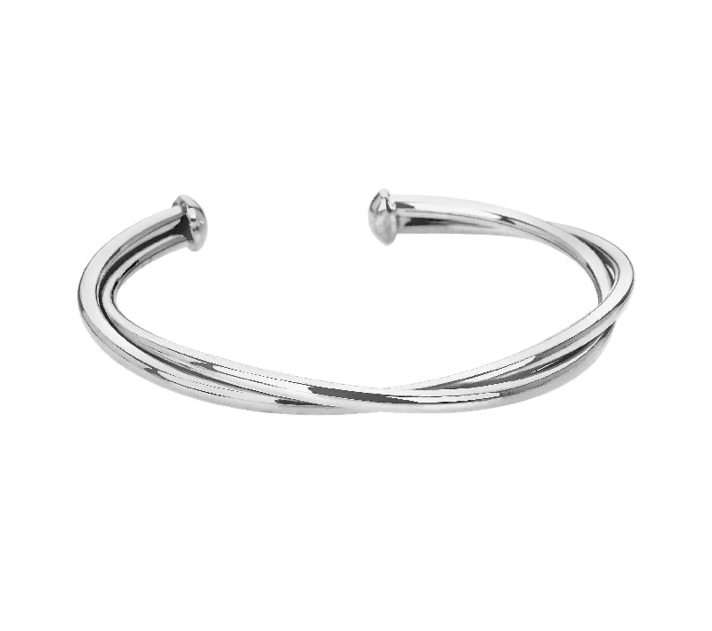 Stylish Bangles For Casual Outfits-Light Tubular Sterling Silver Cuff Bangle