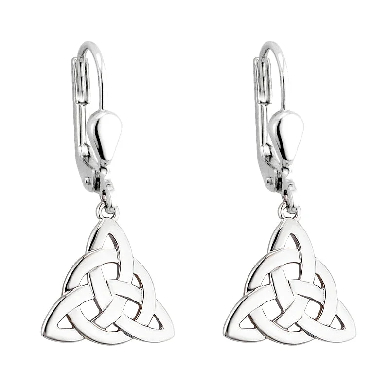 Chic Earrings-Silver Trinity Drop Earrings