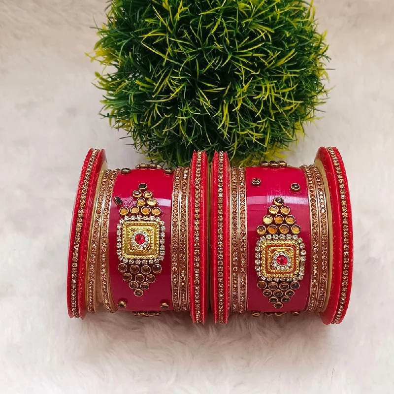 Modern Bangles With Modern Design-Darshana Jewels Gold Plated Acrylic Bangles Set