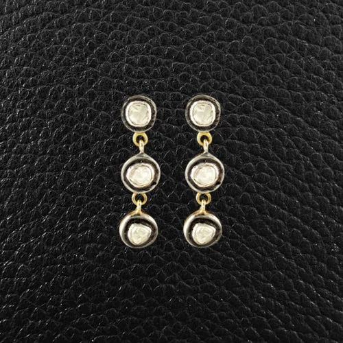 Elegant Earrings-Triple Diamond Dangle Earrings