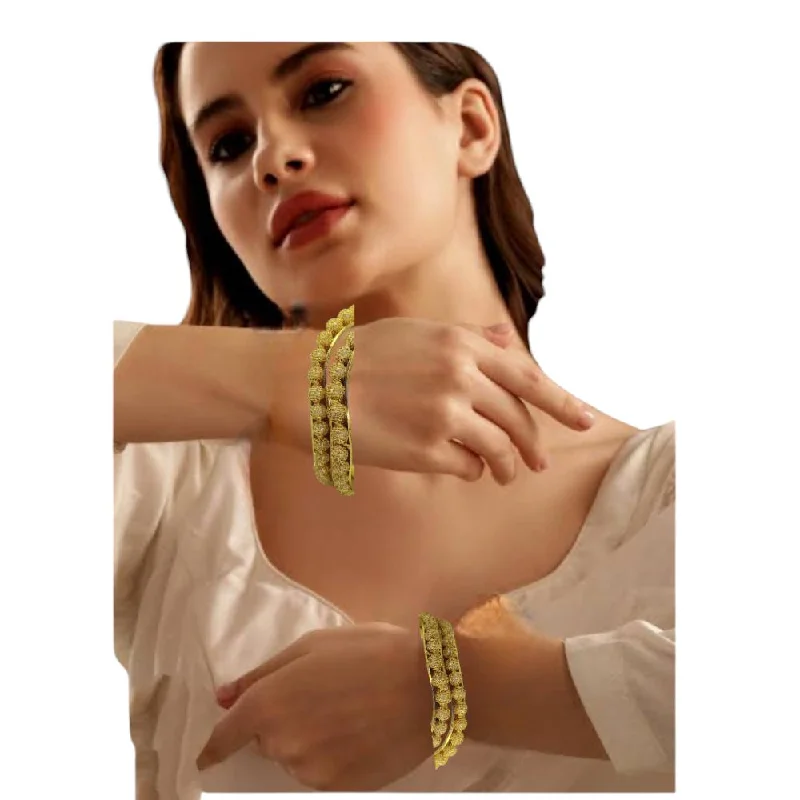 Bangles With Glimmering Detailing-Amity Arts Gold Plated  Bangle  (4 Piece)