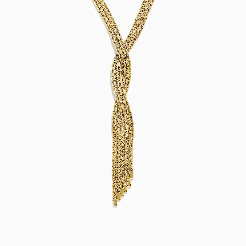 Custom Engraved Necklaces -14K Yellow Gold 17" Fringe Necklace