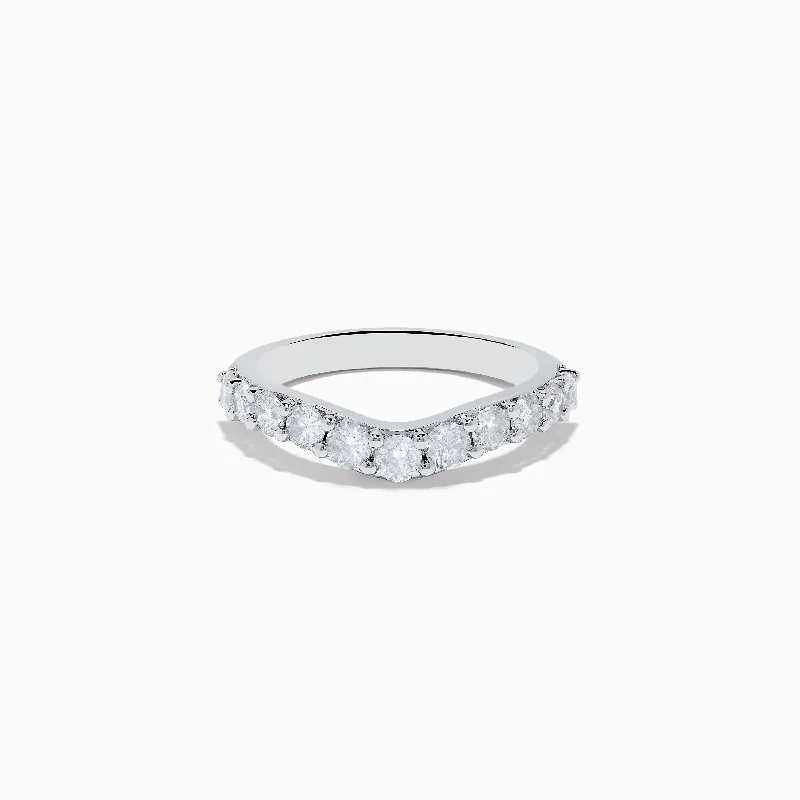 Heart-shaped engagement rings-14K White Gold Contoured Diamond Stacking Band 0.95 TCW