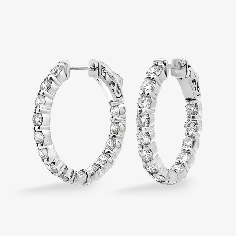 Designer Hoop Earrings For Brides-Oval 1" Eternity 3.00CT Hoop Earrings