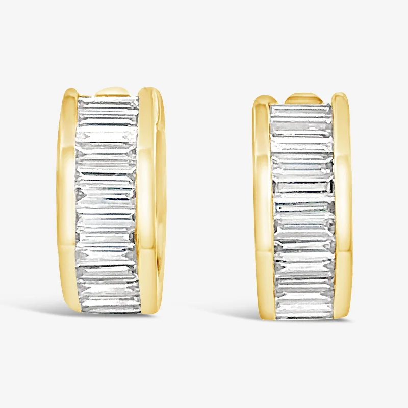 Drop Earrings For Party-Channel Set Baguette 0.45CT Huggie Earrings