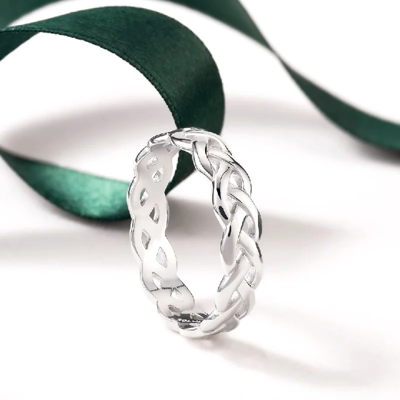 Affordable platinum rings-Ladies Silver Celtic Knot Ring