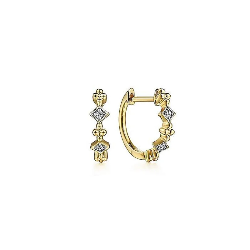 Heart Drop Earrings-Gabriel & Co. 14K Yellow Gold Bujukan Diamond Huggie Hoop Earrings