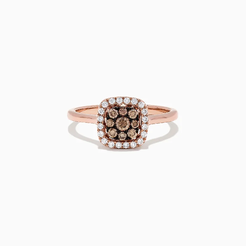 Black rings-14K Rose Gold Brown and White Diamond Ring, 0.45 TCW