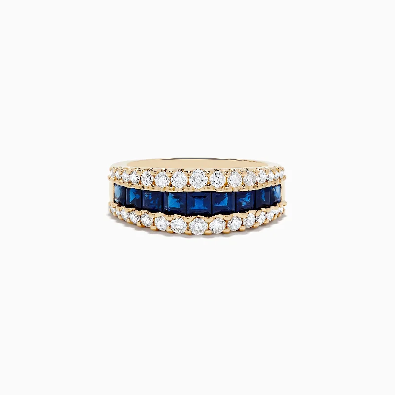 Wedding rings set-Royale Bleu 14K Yellow Gold Blue Sapphire and Diamond Ring