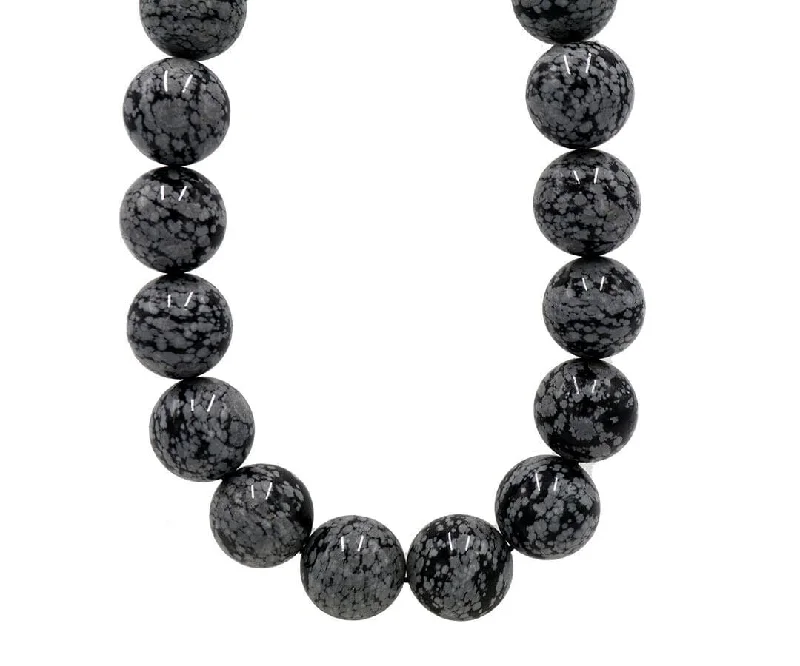 Vintage Style Necklaces -Tiffany & Co. Snowflake Obsidian Bead Strand Necklace in Sterling W/Pouch