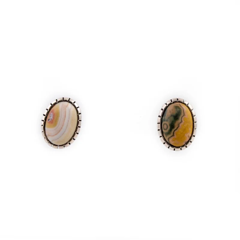 Vintage Crystal Earrings-Mismatched Ocean Jasper Earrings