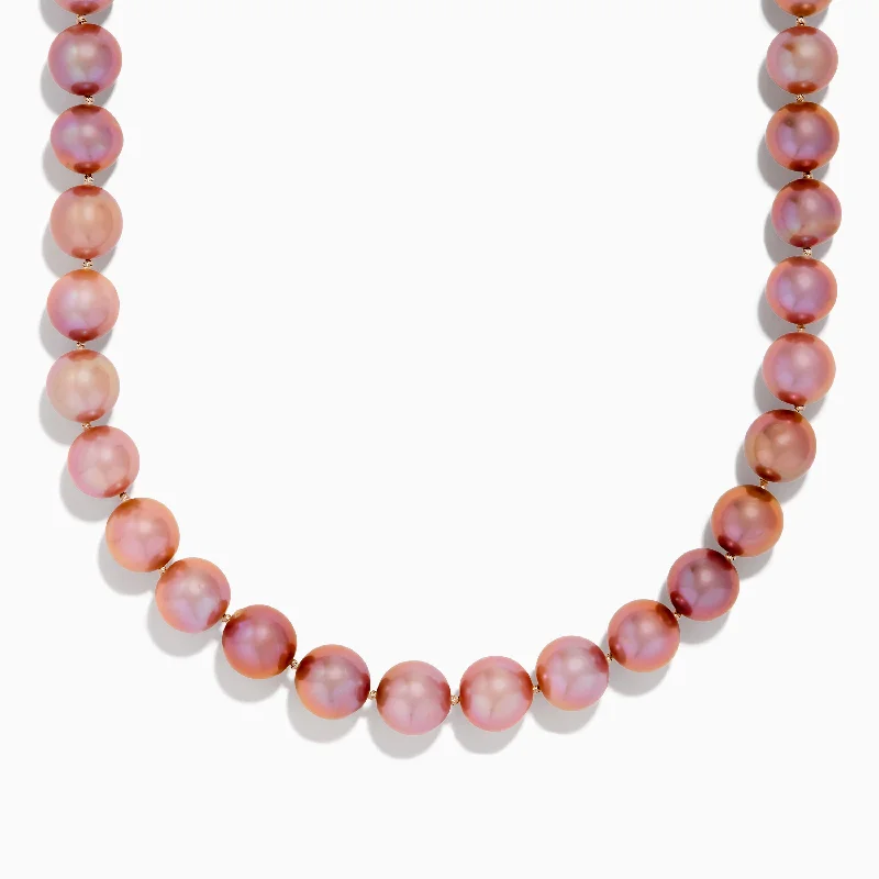 Rose Gold Heart Necklaces -14K White Gold Lilac Fresh Water Pearl Necklace