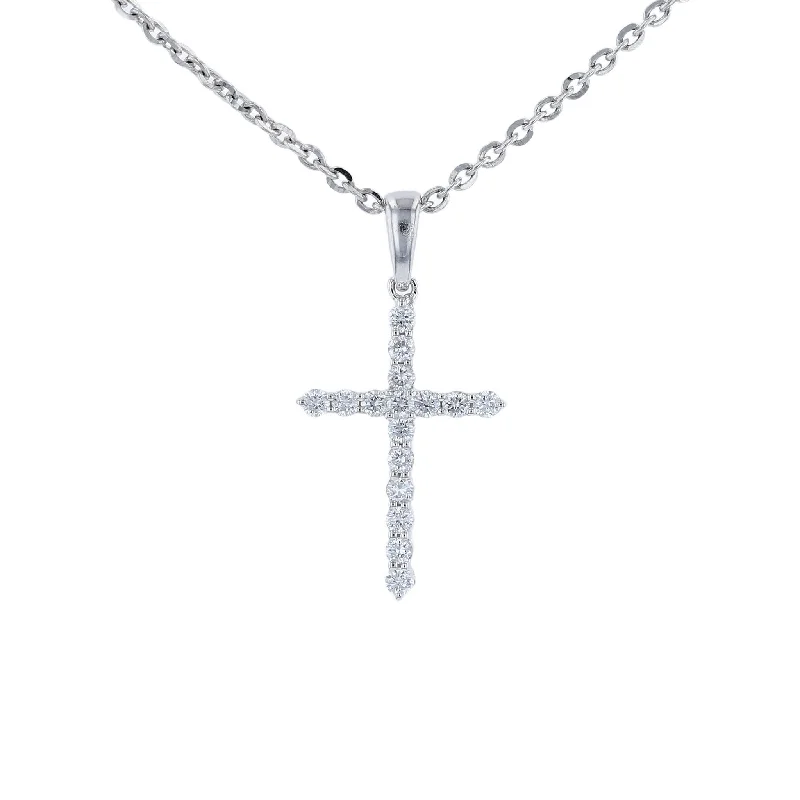 Retro Charm Necklaces -White Gold Diamond Cross Pendant