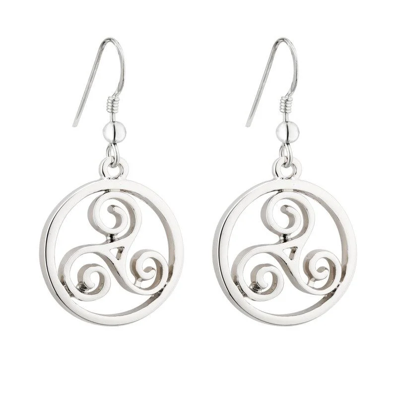 Classic Dangle Earrings-Celtic Spiral Drop Earrings