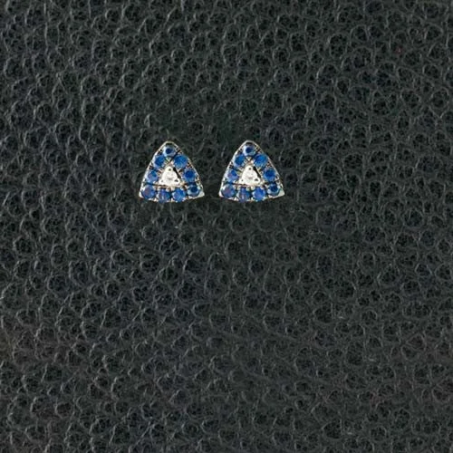 Fancy Earrings For Party-Sapphire & Diamond Triangle Earrings