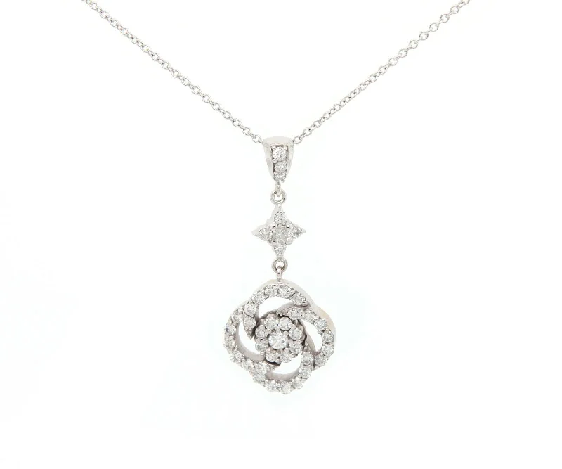 Heart-Shaped Necklaces -0.65ctw Diamond Flower Pendant Necklace in 18K