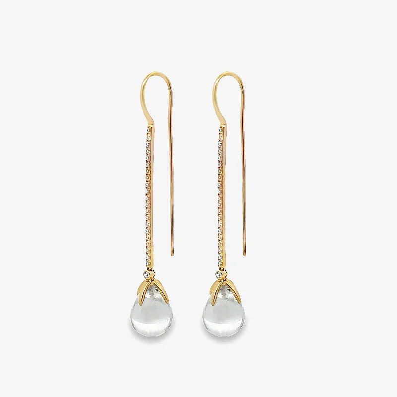 Designer Earrings-White Topaz Drop Earrings