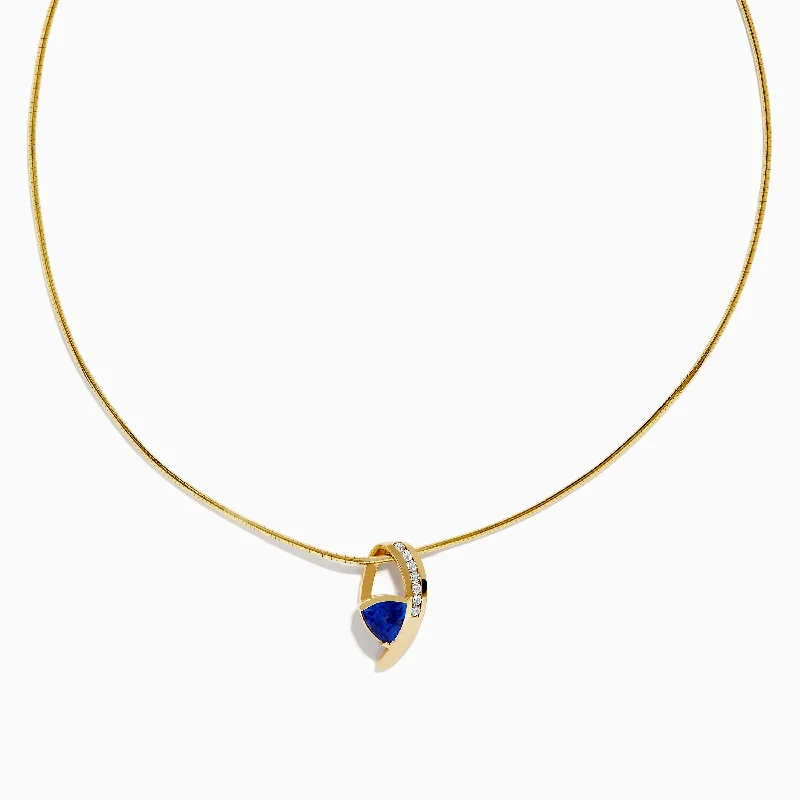 3D Custom Necklaces -Nahla Siri 14K Yellow Gold Tanzanite and Diamond Necklace