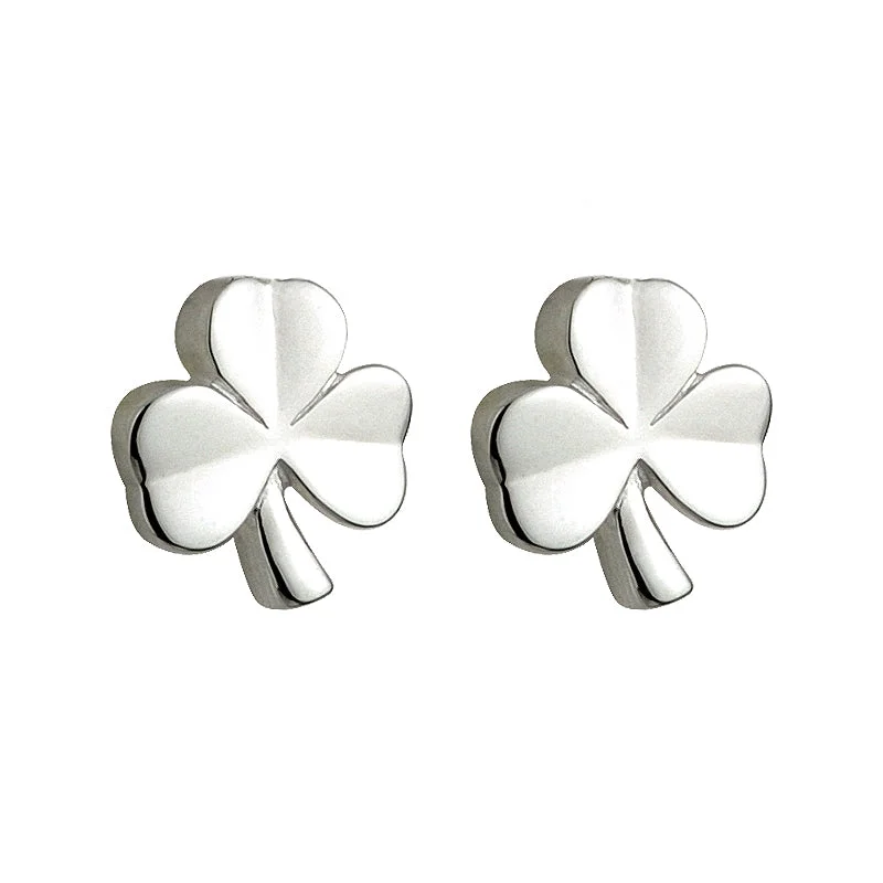 Rose Gold Stud Earrings-Silver Kids Shamrock Stud Earrings