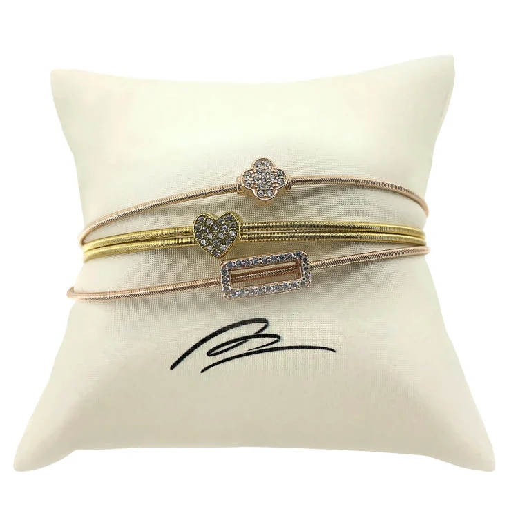 Custom Bangles Bracelets For Gifts-Gold Heart Stack