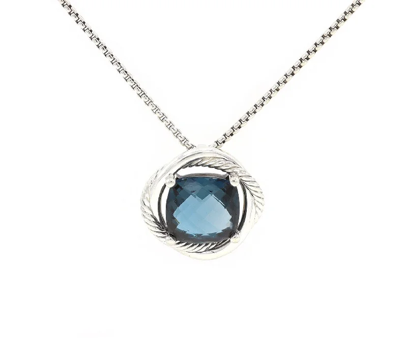 Fashion Statement Necklaces -David Yurman Blue Topaz Infinity Cable Pendant Necklace in Sterling