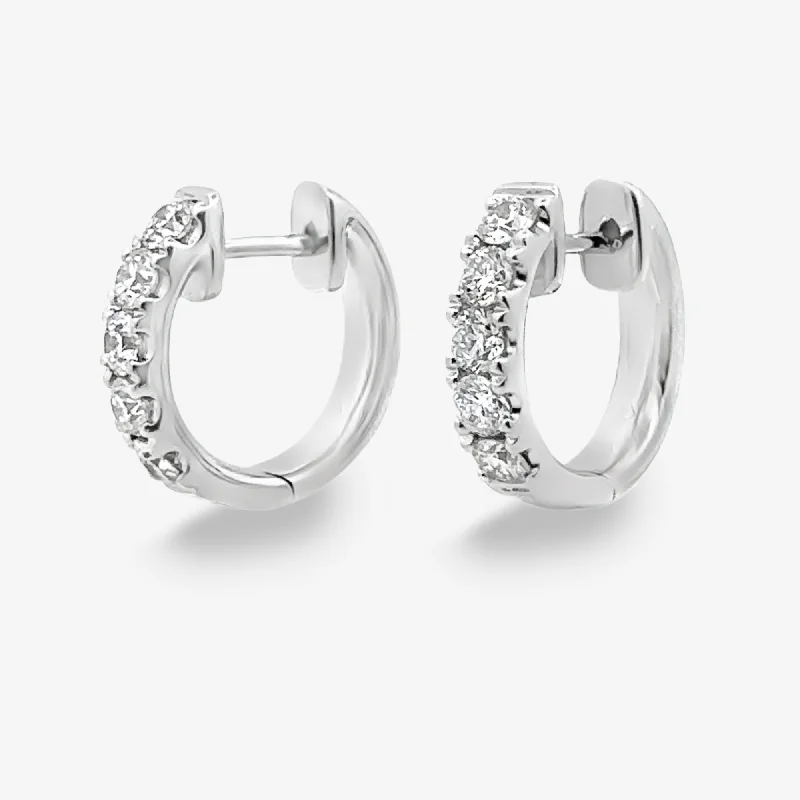 Gemstone Earrings-10 Prong Set 0.80CT Diamond Huggie Earrings