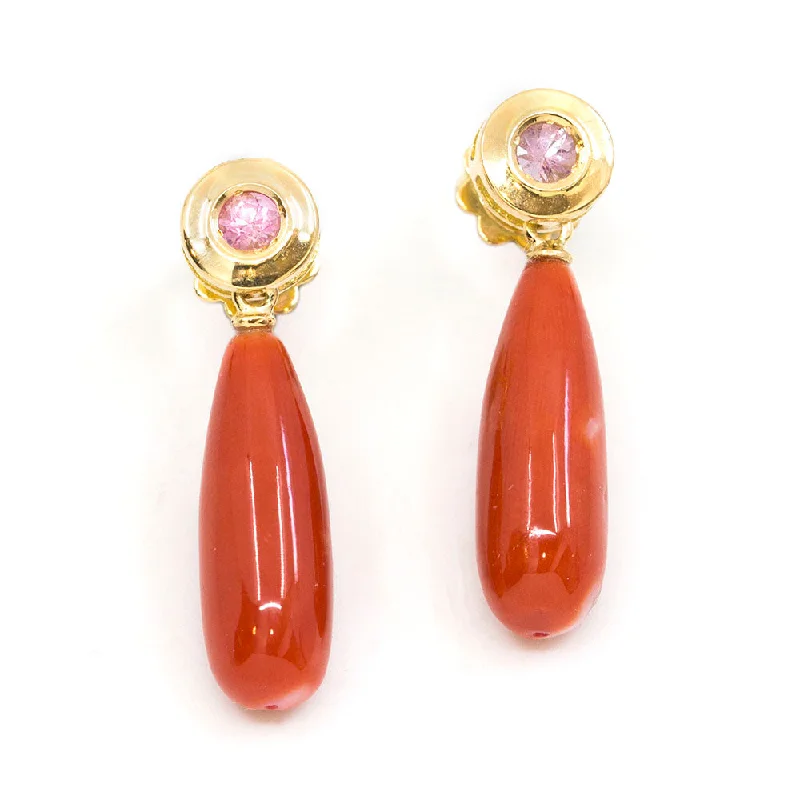 Handmade Hoop Earrings For Wedding-Coral Drop Earring