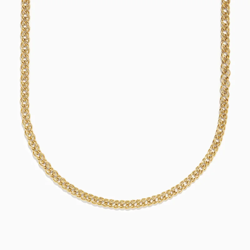 Modern Chain Necklaces -14K Yellow Gold Hollow Interlock Links Chain Necklace 18"