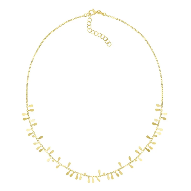 Women’s Personalized Necklaces -14kt Gold 18" Yellow Finish Extender Petal Necklace with Lobster Clasp RC7048-18