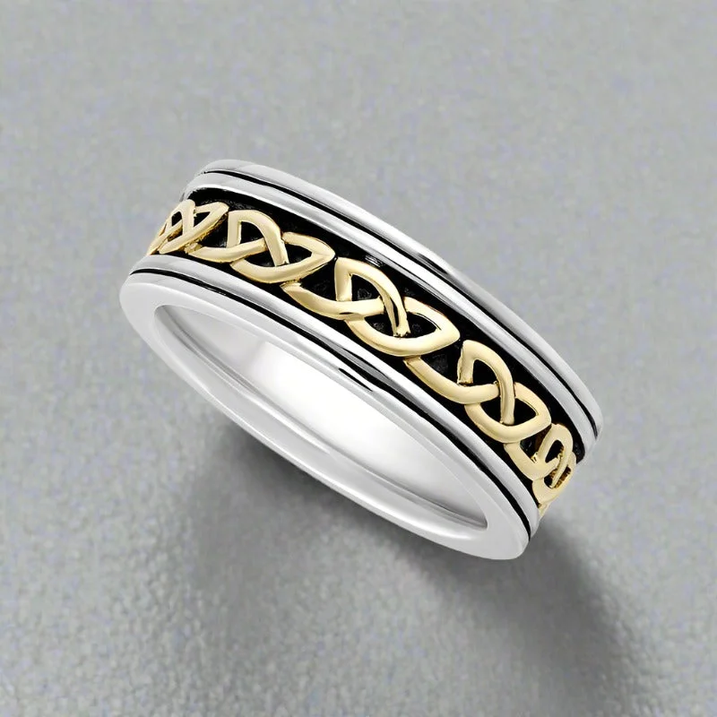 Personalized engagement rings for men-Gents Celtic Gold Silver Band