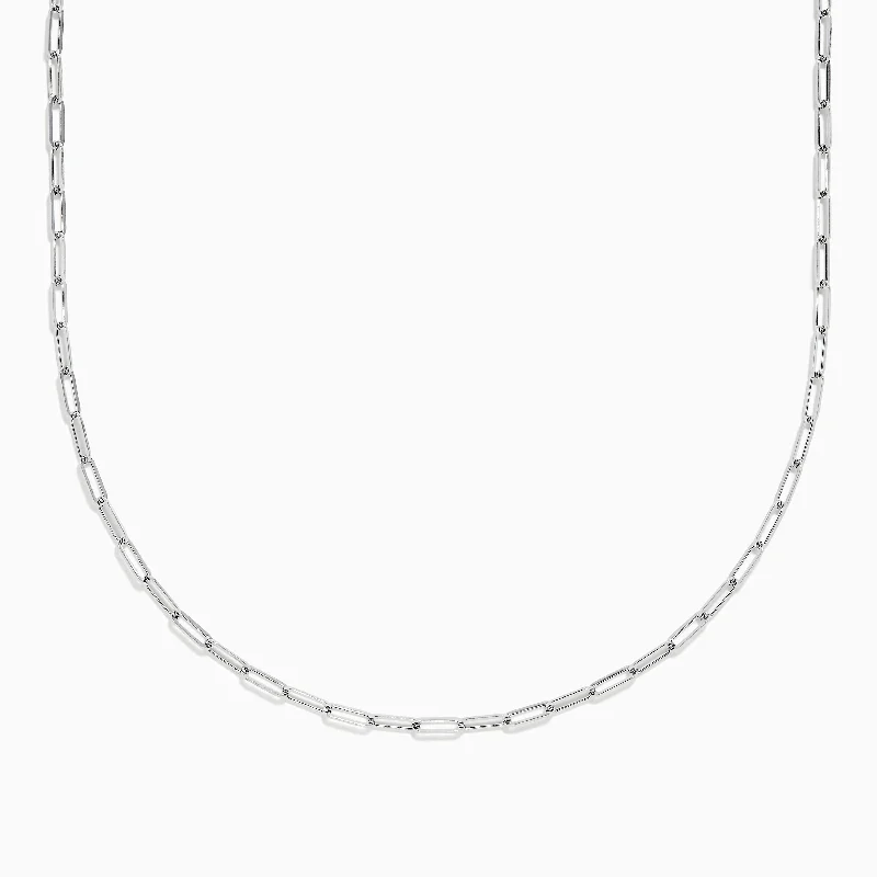 Engraved Necklaces -14K White Gold 20" 2.5mm Paperclip Necklace