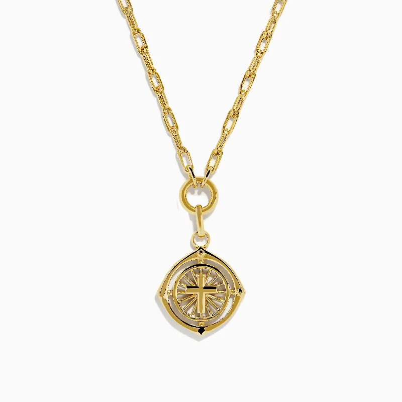 Bar Pendant Necklaces -14K Yellow Gold Cross Pendant Chain Necklace