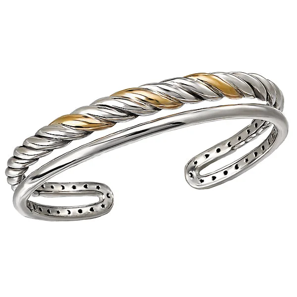 Adjustable Bracelets For Special Occasions-Ladies Fashion Two-Tone Bangle