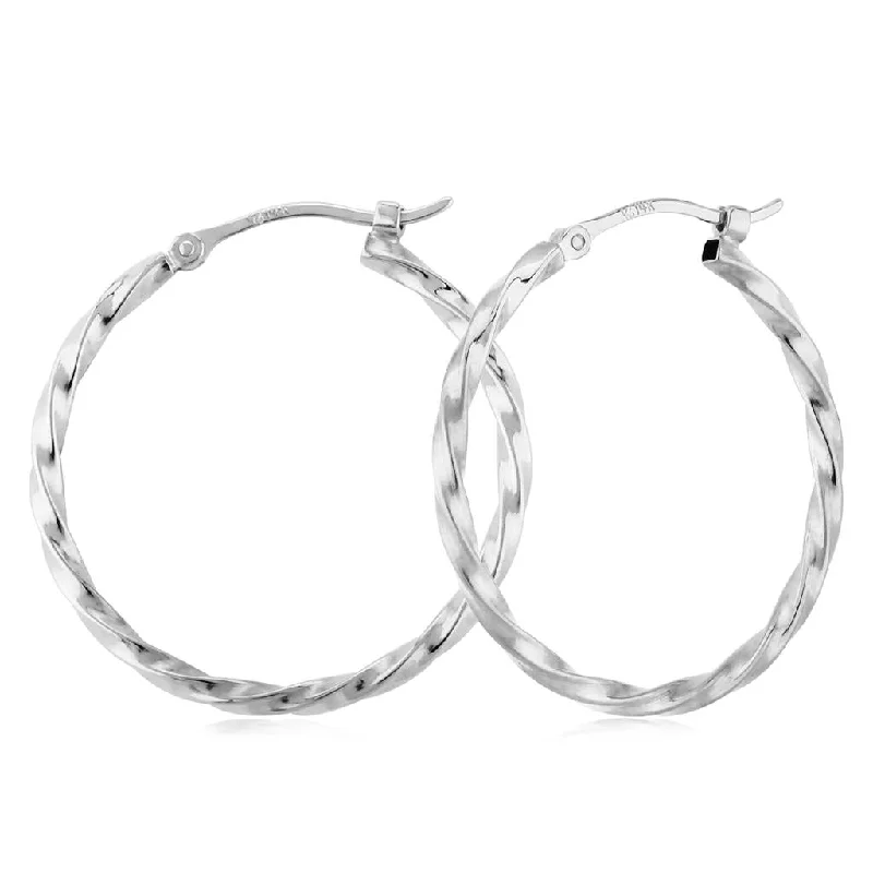 Silver Hoop Earrings For Women-Twisted Tube Hoop Earrings